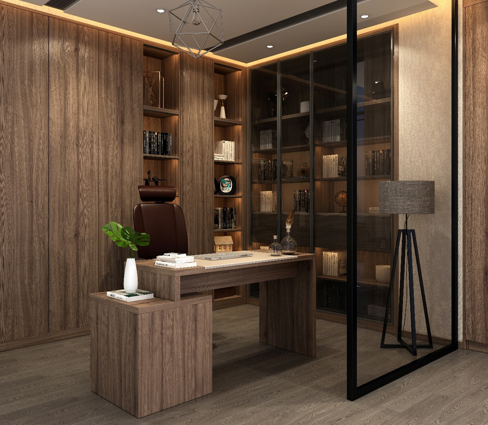 同时对室内空间进行科学分区及智能化设计,打造通顶式储物柜,充分利用